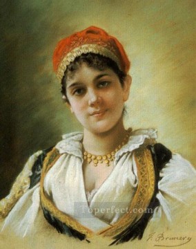 Emile Vernon Painting - A Woodland Maiden girl Emile Vernon
